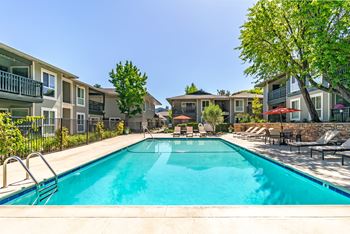 The preserve at ballantyne commons pool and apartment buildings